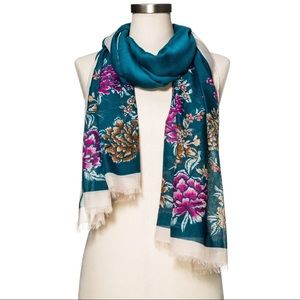 A New Day Turquoise Floral Scarf